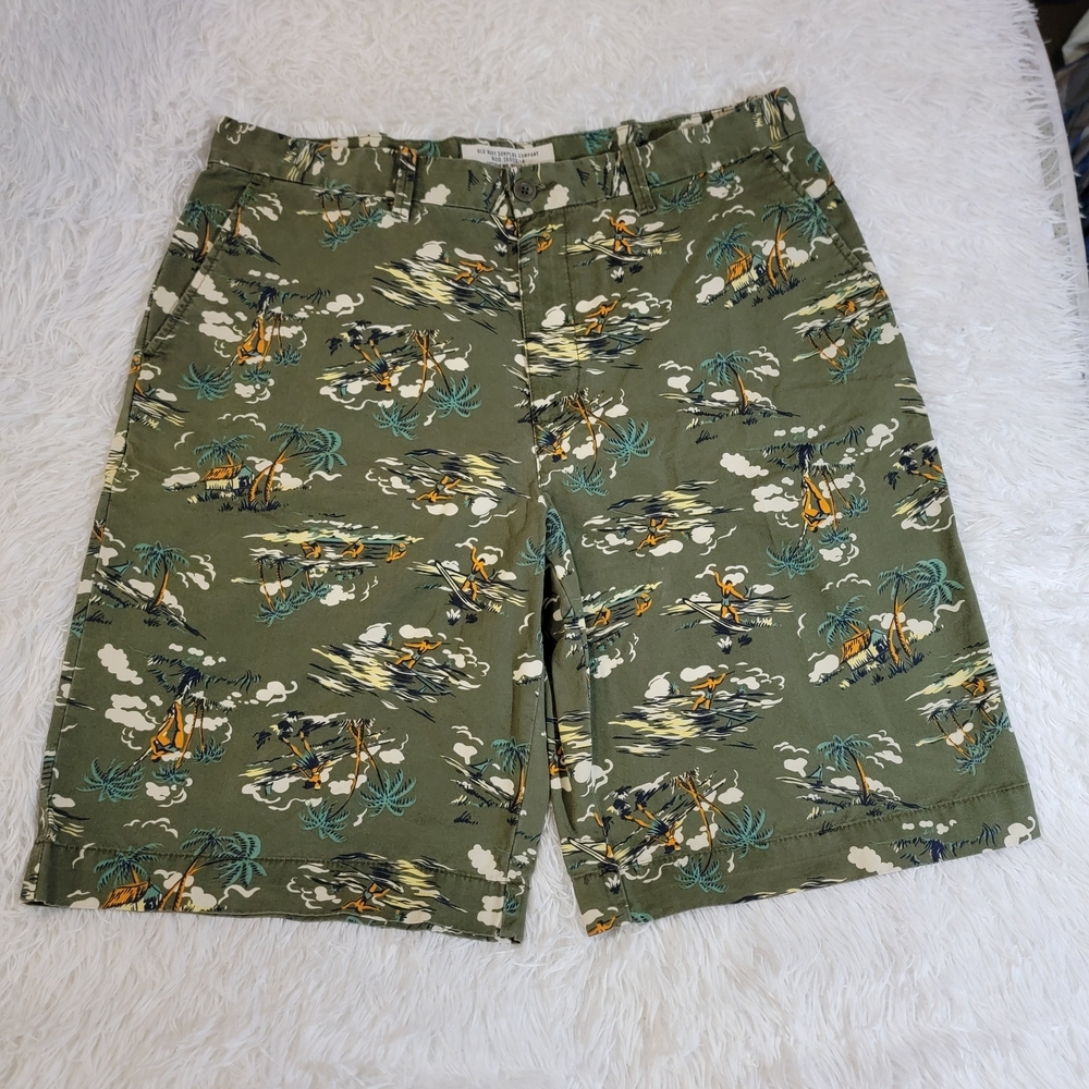 Old Navy Green Tropical Print Men's Cargo Shorts Size 36